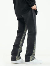 Men Jeans Camouflage Stitching Jeans Men's Spring Straight-Leg Pants Casual Trousers